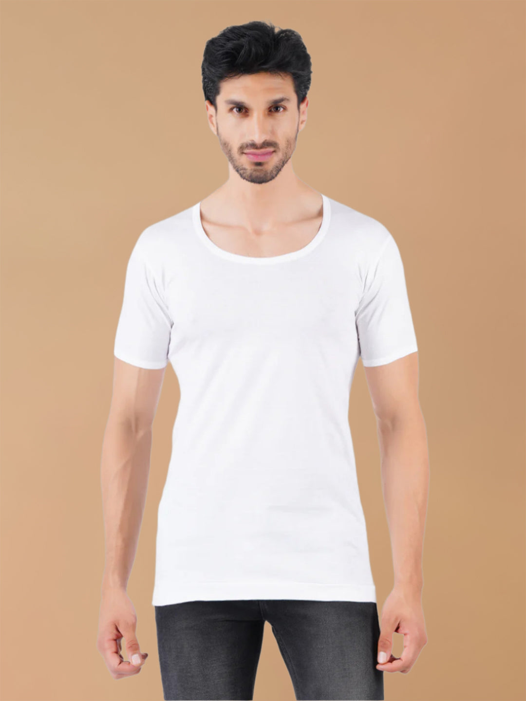 100 % Combed Cotton White Sleeves Vest RNS Rise Up (Pack of 2)