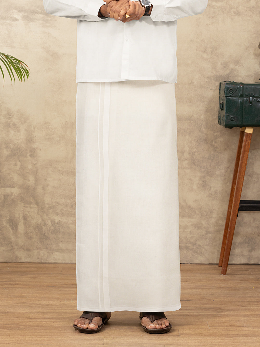 Men Kora Cotton Paramas Double Layer Dhoti 5910