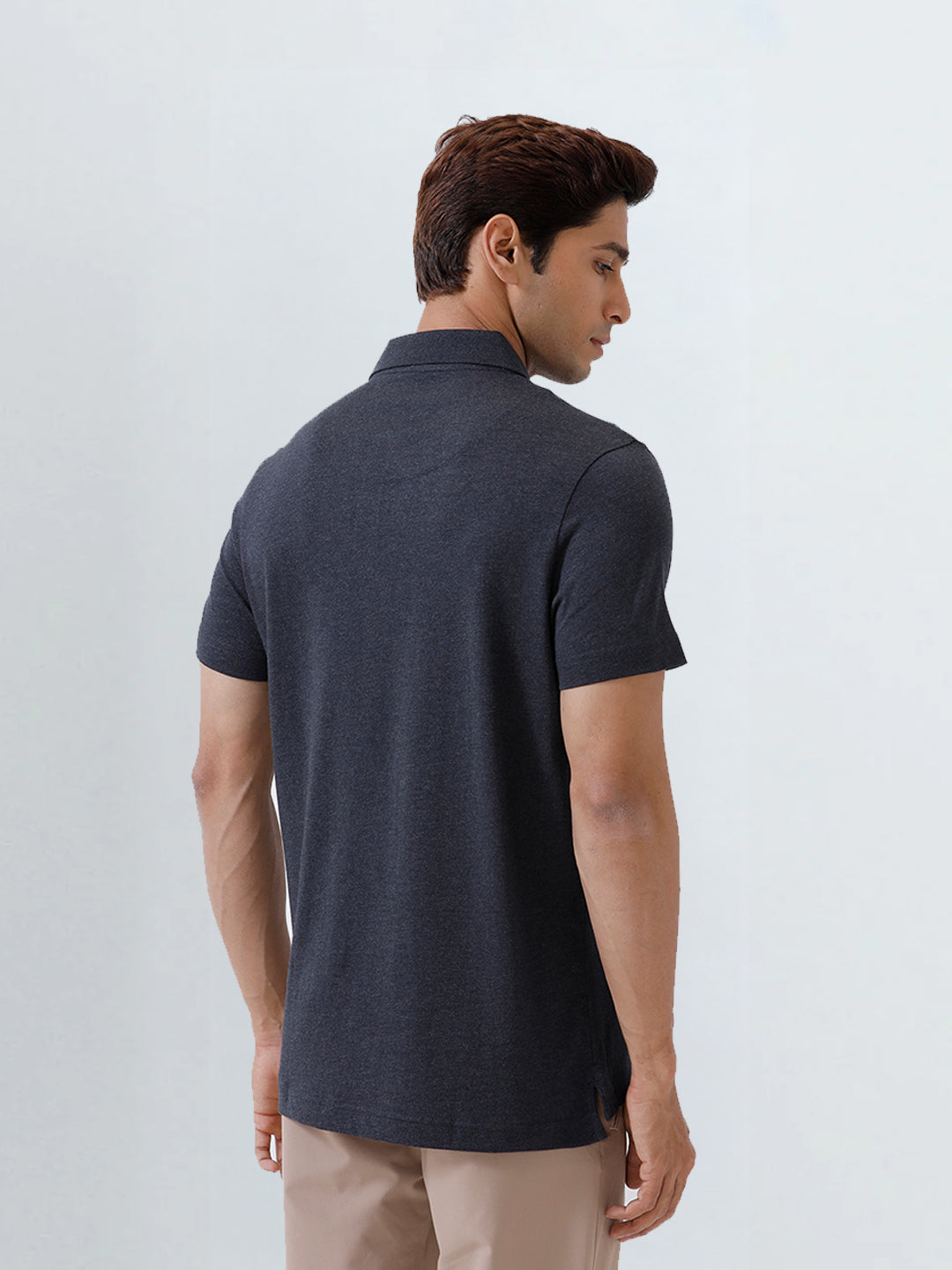 Men TENCEL™ Modal Fibers with Micro technology Polo T-Shirt Charcoal EMP5