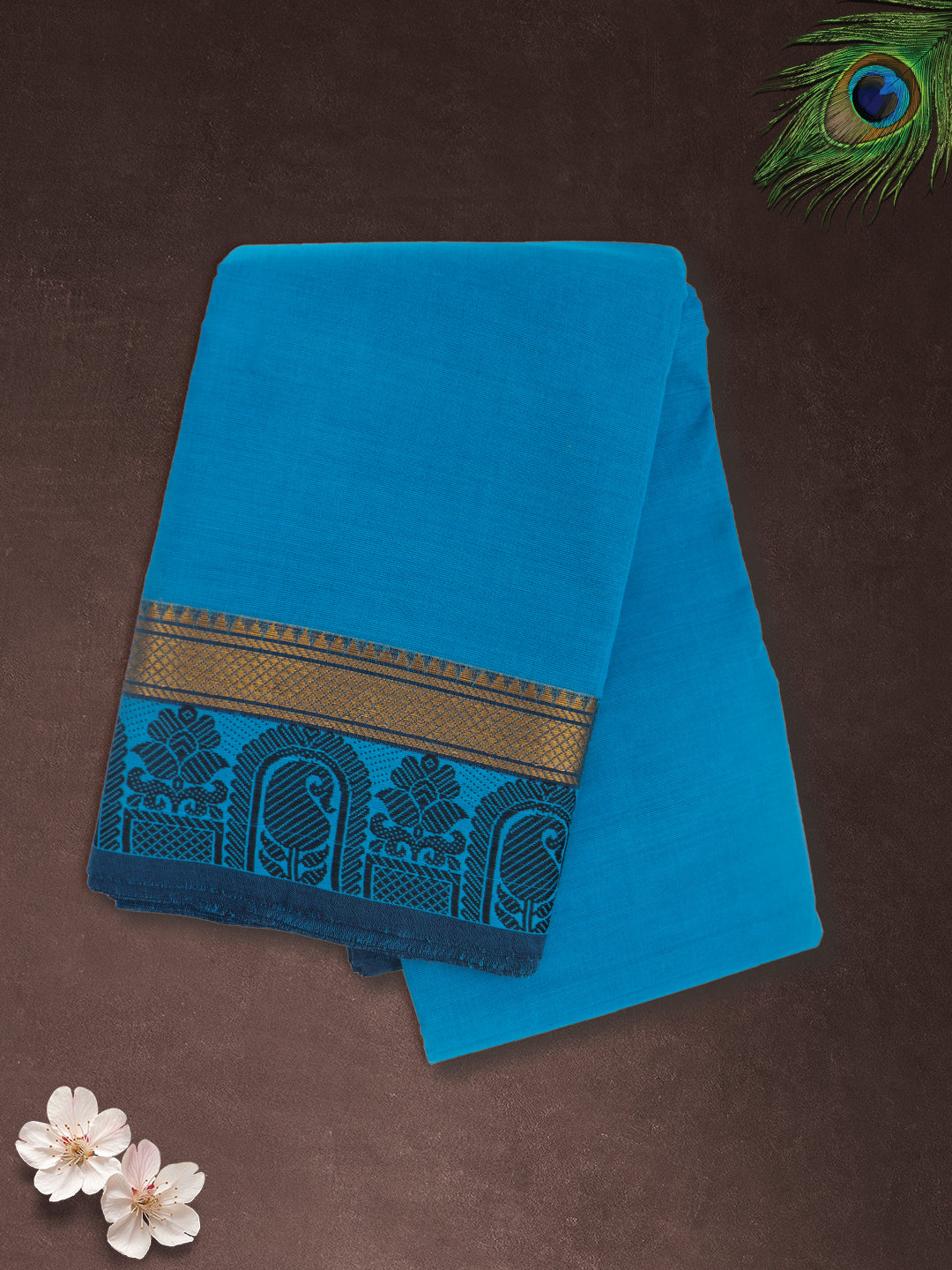 Women Blue Pure Chettinad Cotton Saree PCS235