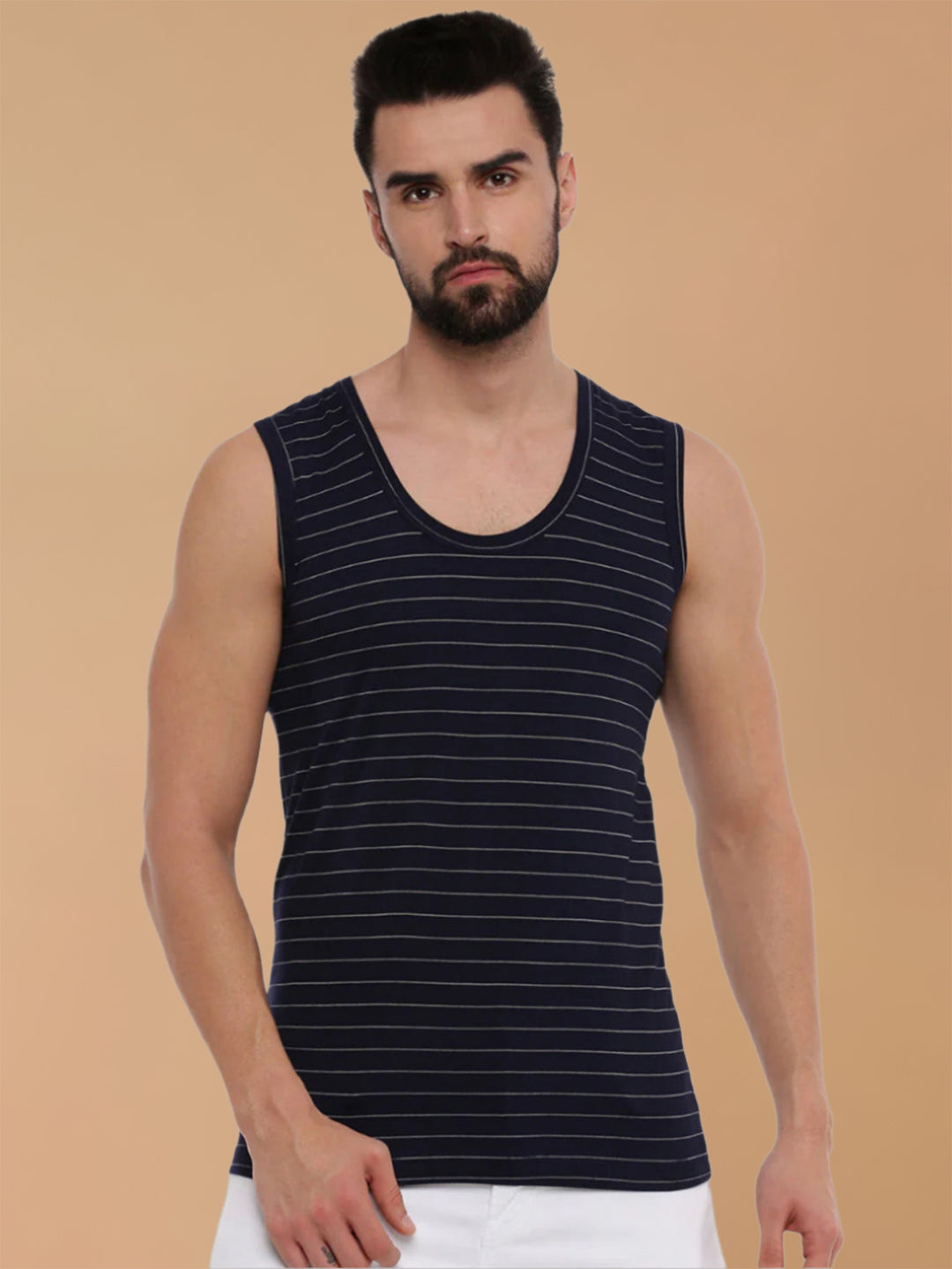 Combed Cotton Assorted Colour Vest RNBS Win Striped (Pack of 2)