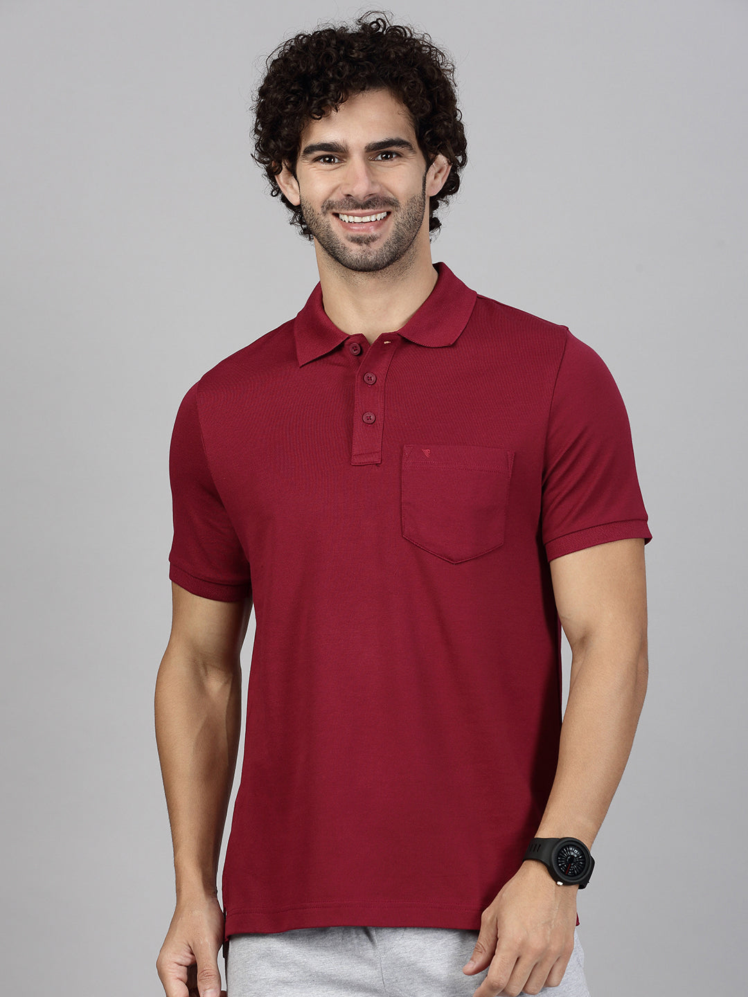 Men Maroon T-shirt and Grey Shorts Combo