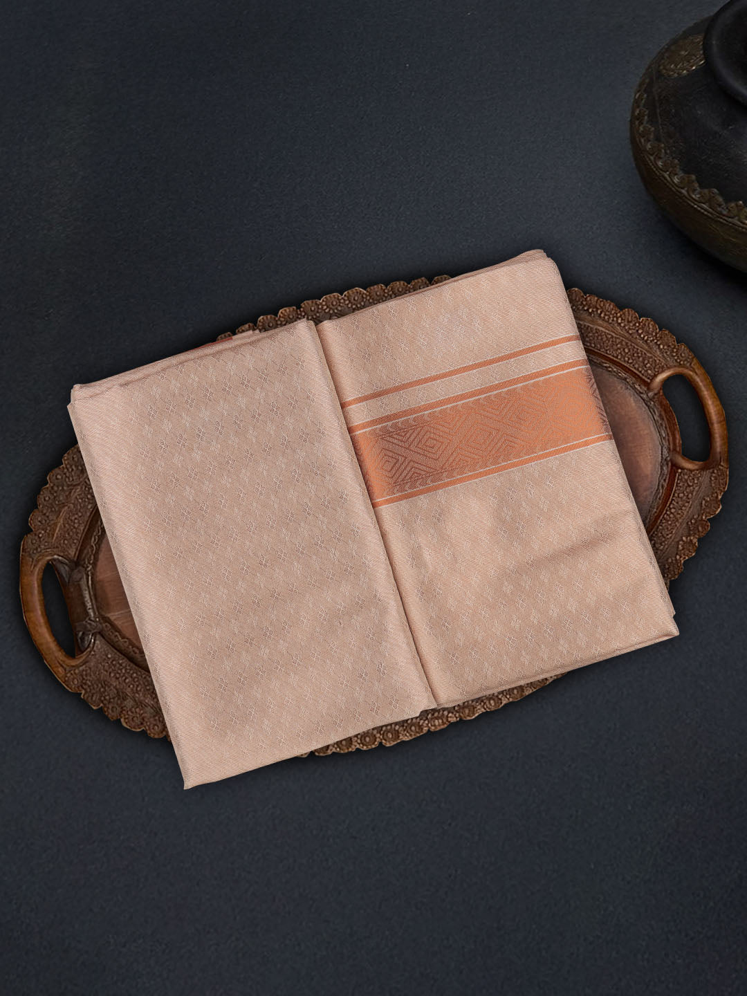 Men Art Silk Dhoti & Shirting Set Copper Moon Stone(2*1)