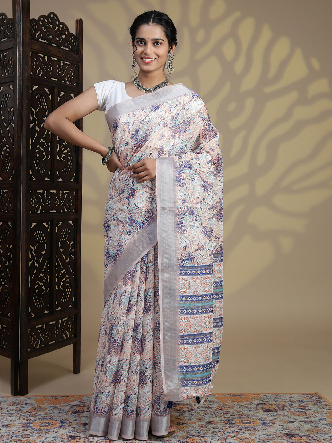 Women Sandal Semi Linen Saree SL236