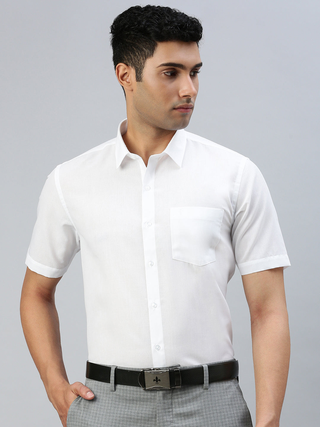 Men Cotton Rich White & Cream Half Sleeves Shirt Combo (2 Pcs Pack)