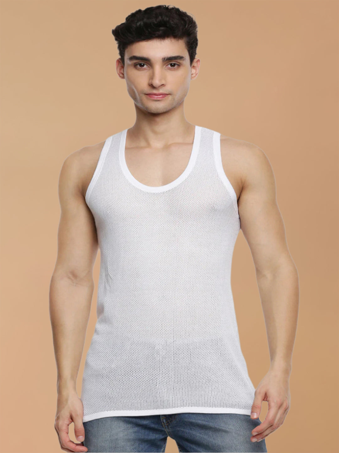 100% Cotton White Netted Vest Breeze RN (Pack of 2)
