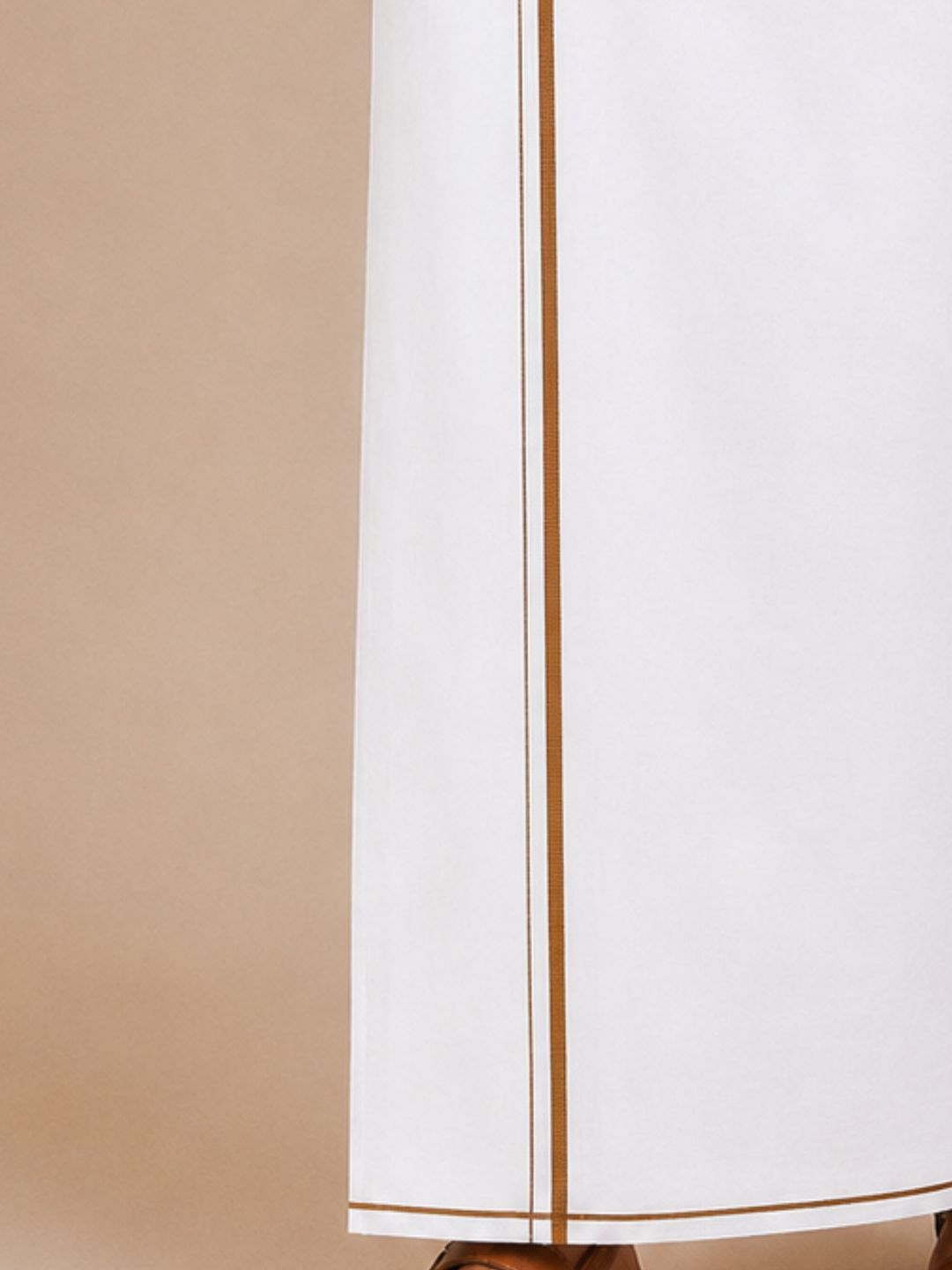 Men 100% Cotton Single Layer White Dhoti with Small Border Smart Nice SN01