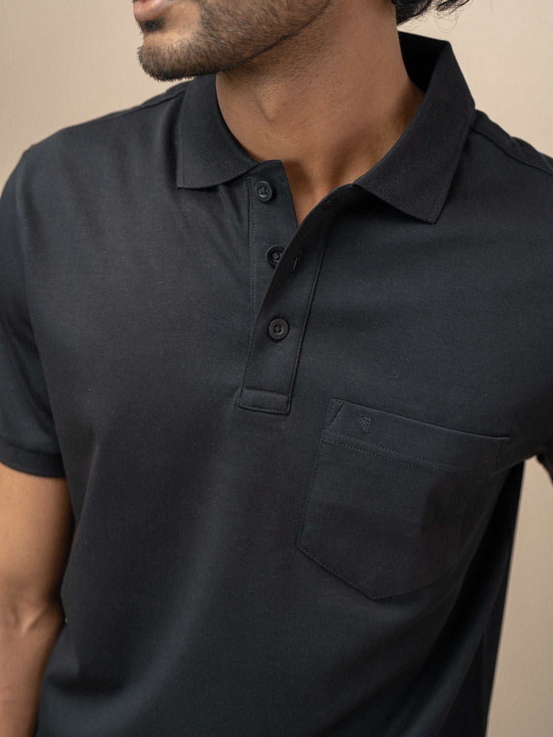 Men Extra Long Staple Cotton Smart Fit Apex Polo T-Shirt Black AX7
