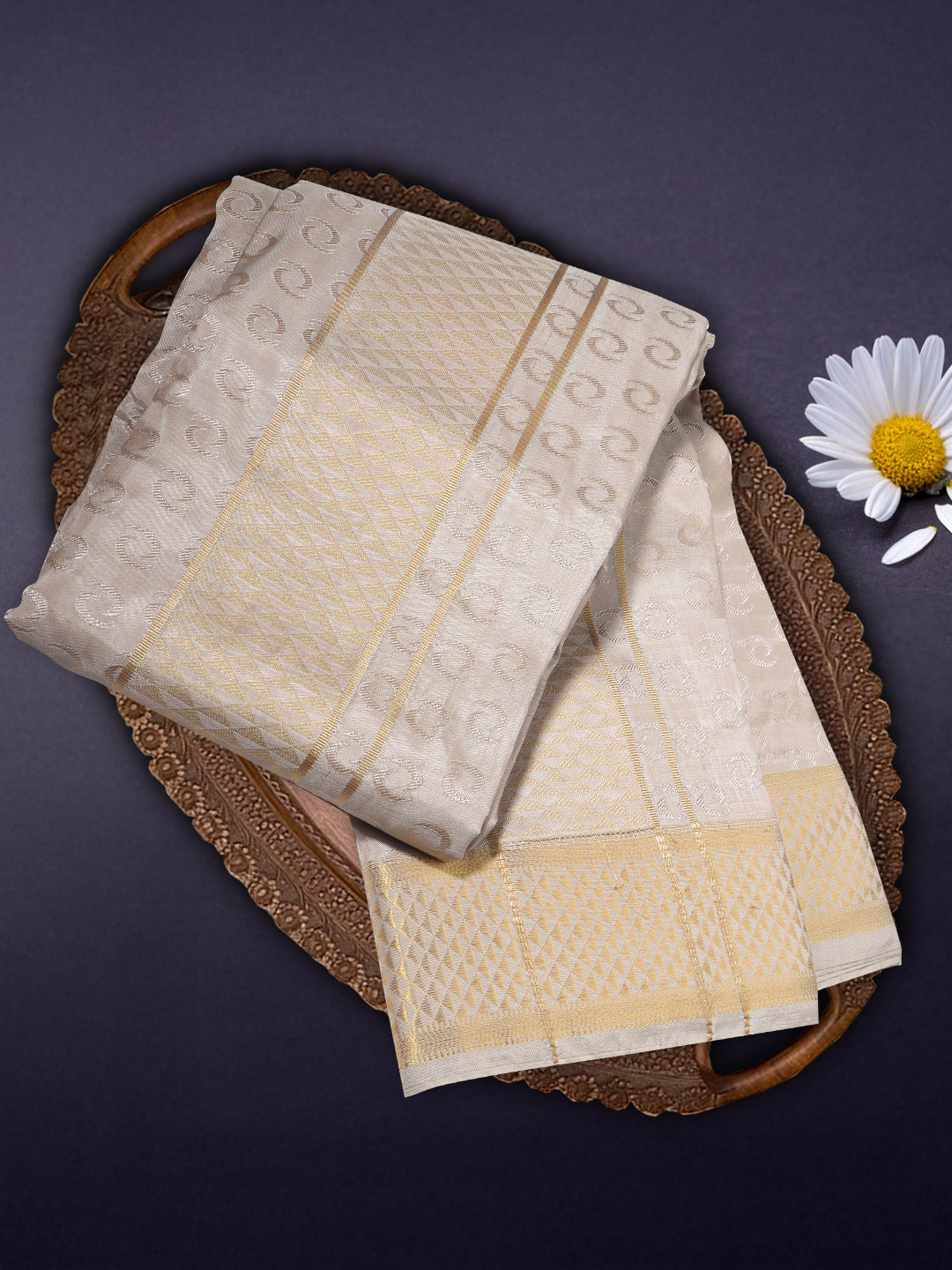 Men Art Silk Wedding Shirting Dhoti & Towel Set S.Stone Touch Tone TT29