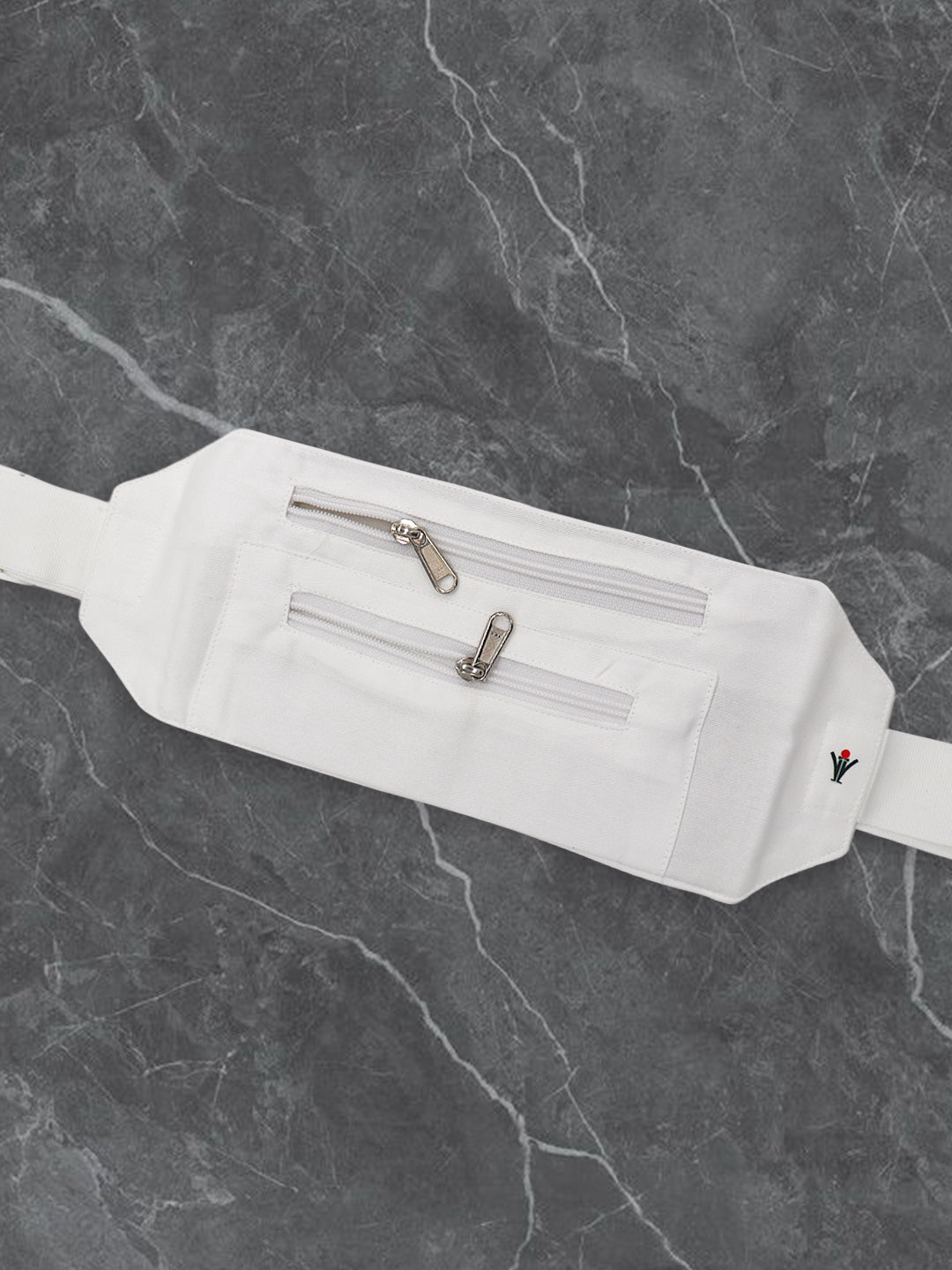 Men Luxury White Dhoti Belt with Zipper Pockets