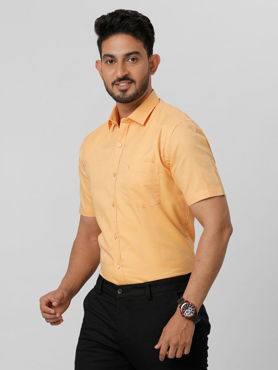 Premium Cotton Orange Half Sleeves Shirt EL GP15-Side view