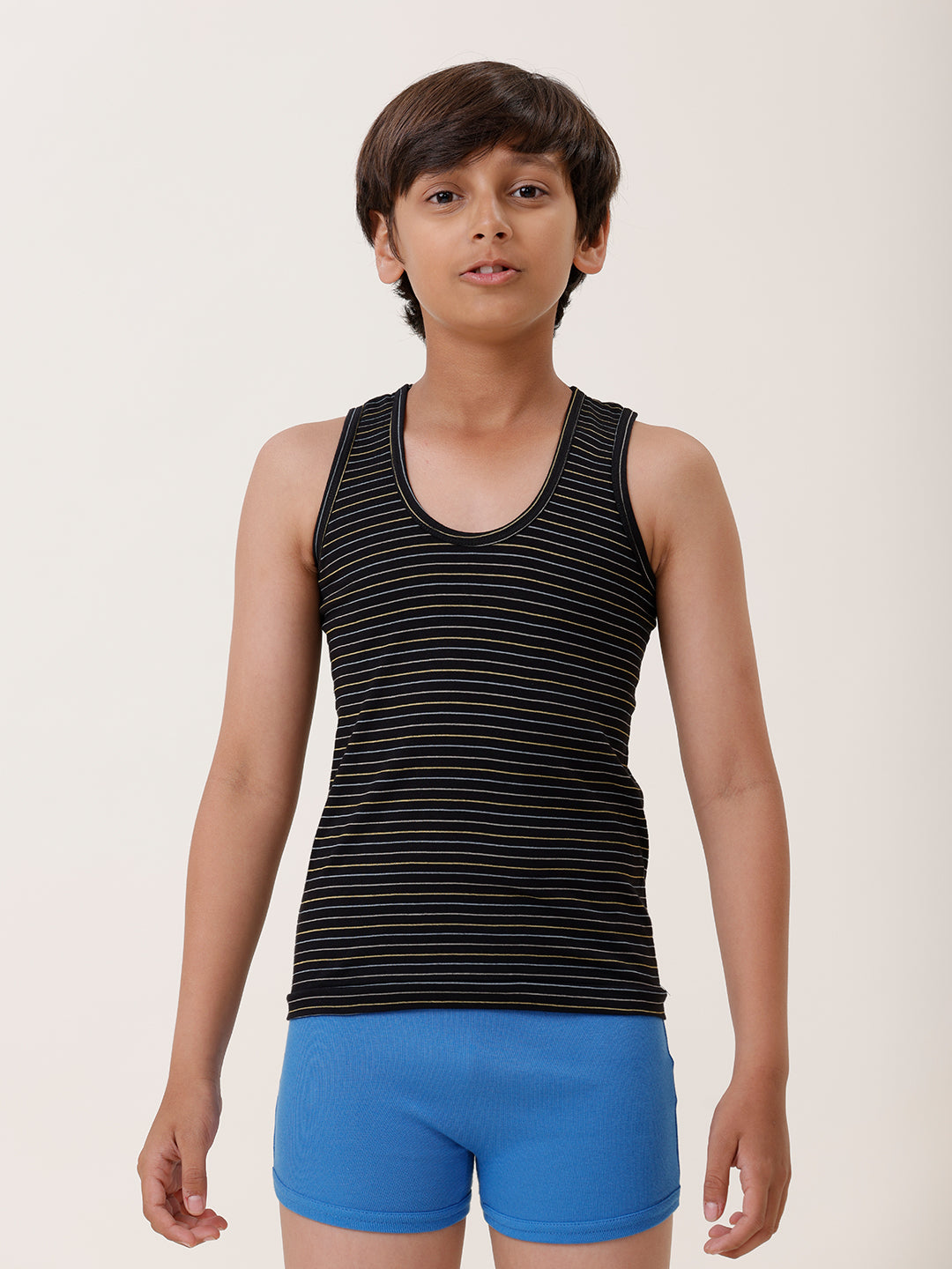 Boys Combed Cotton Assorted Colour Striped Vest (Pack of 4)
