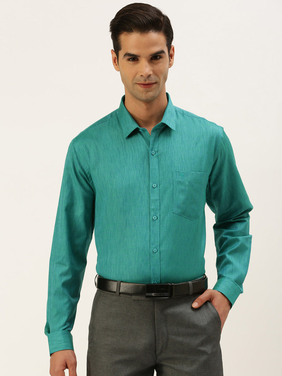 Men Cotton Rich Shirt Green T12 CK13
