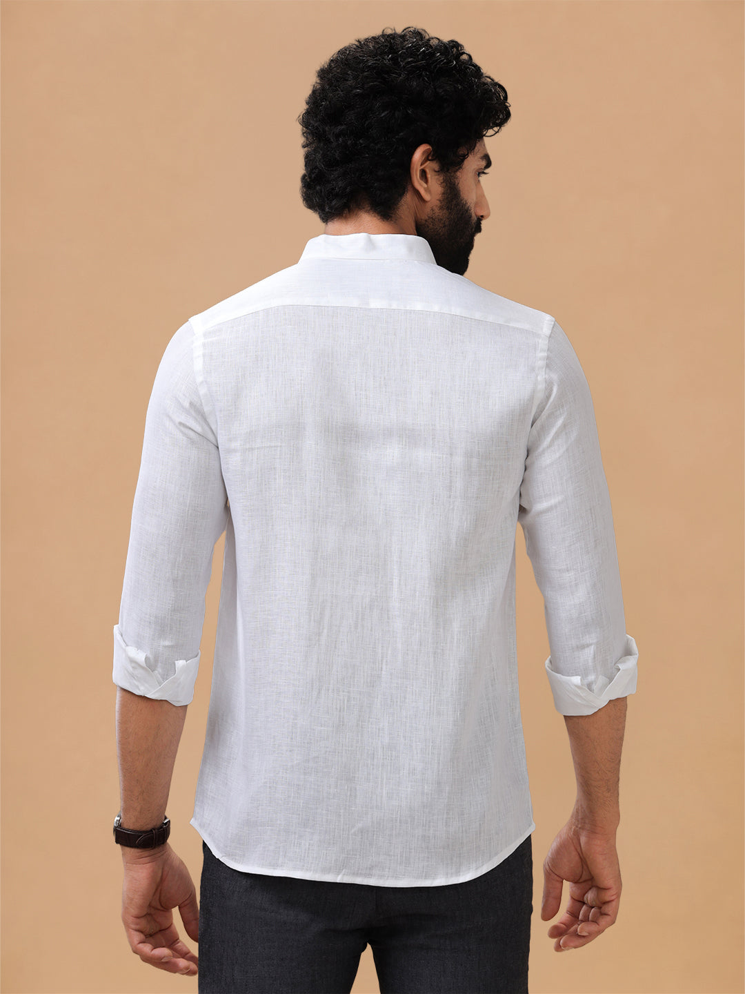 Pure Linen Chinese Collar White Shirt – Linen Park 5544