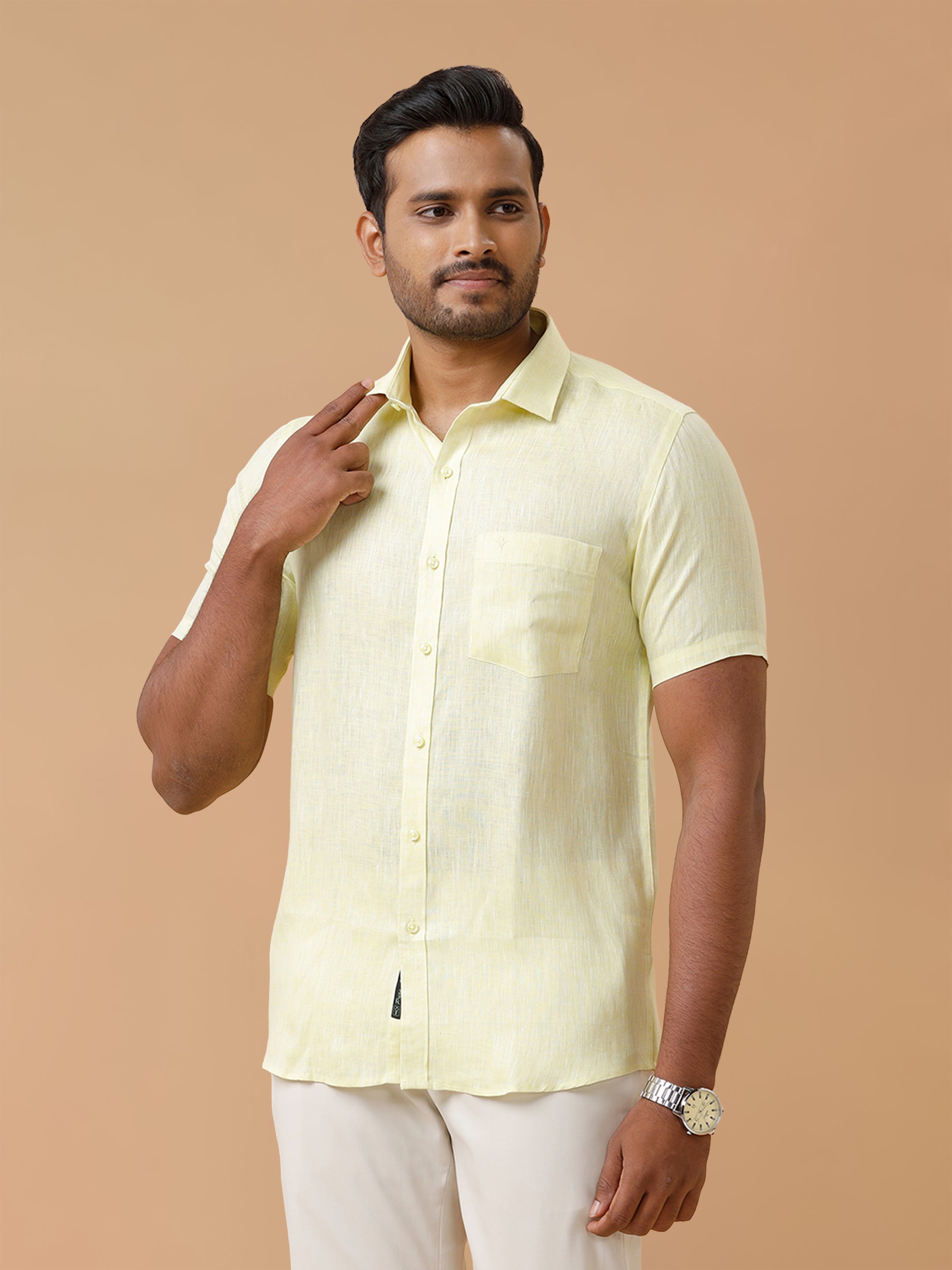 Pure Linen Tidel Green Smart Fit Shirt L86