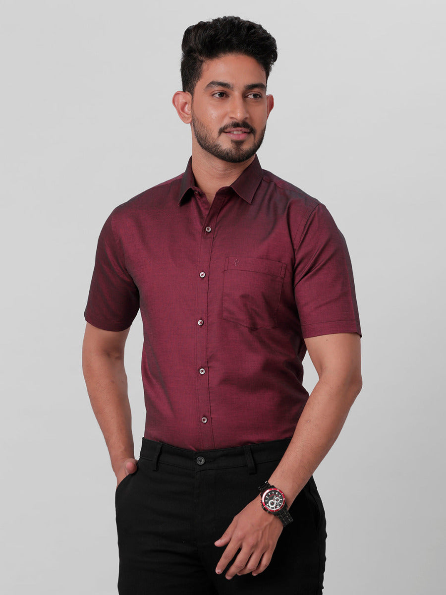 Premium Cotton Purple Half Sleeves Shirt EL GP14-Front view