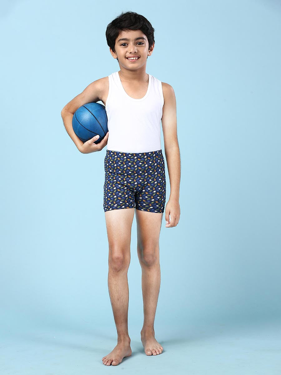 Boys Combed Cotton Assorted Colours Print Drawer (Pack of 5)