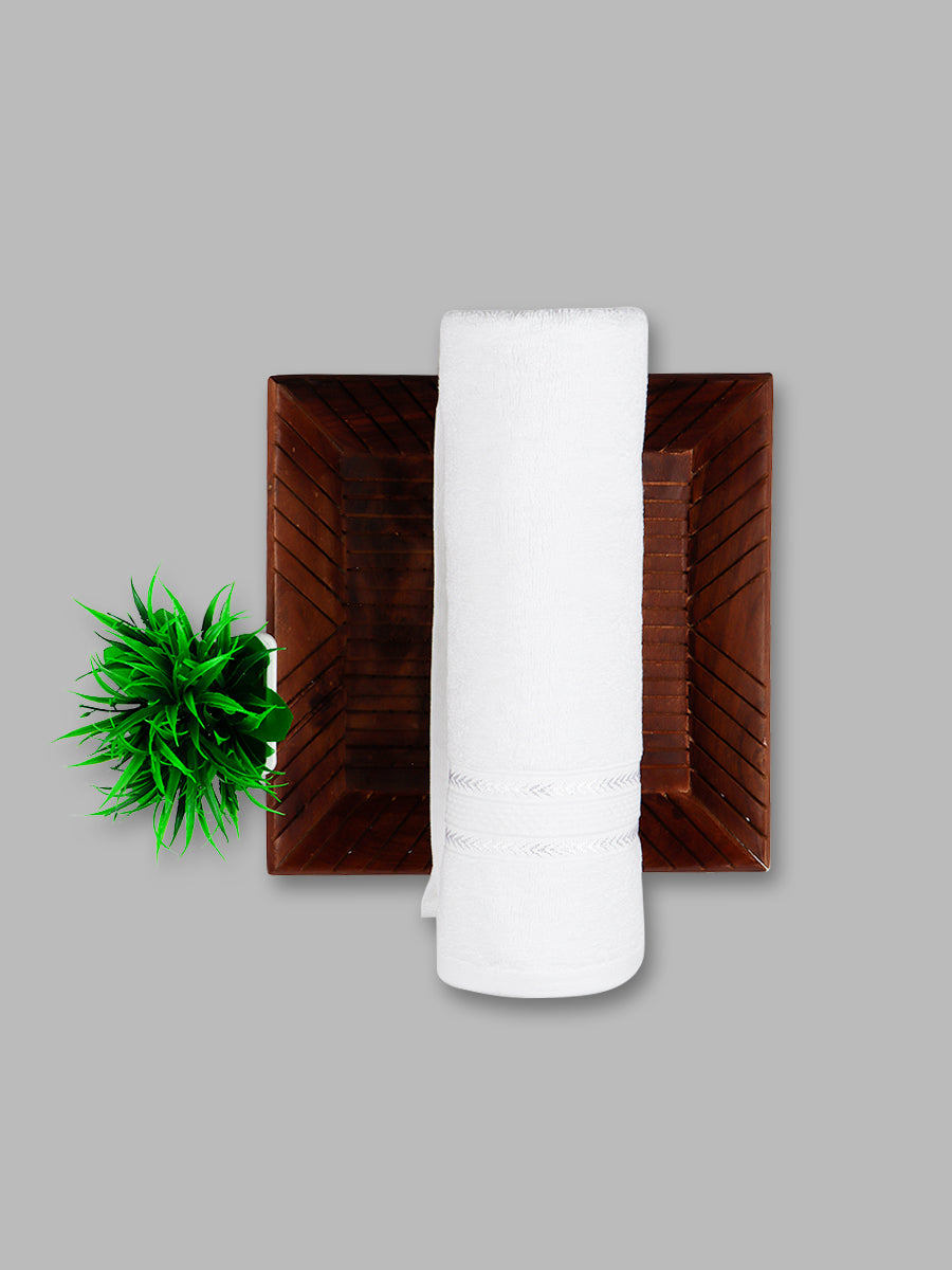 Premium Soft & Absorbent Cotton Bamboo White Terry Bath Towel-Roll view