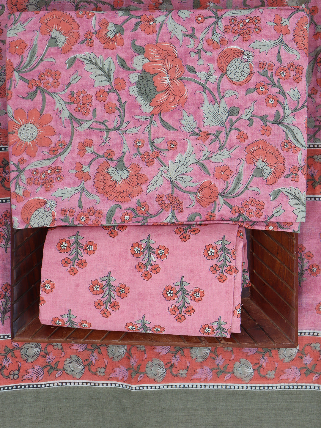 Women Pure Cotton Printed Dress Material Pink DM340