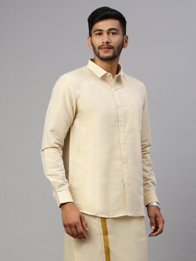 Men Gold Tissue Shirt Sankalpam