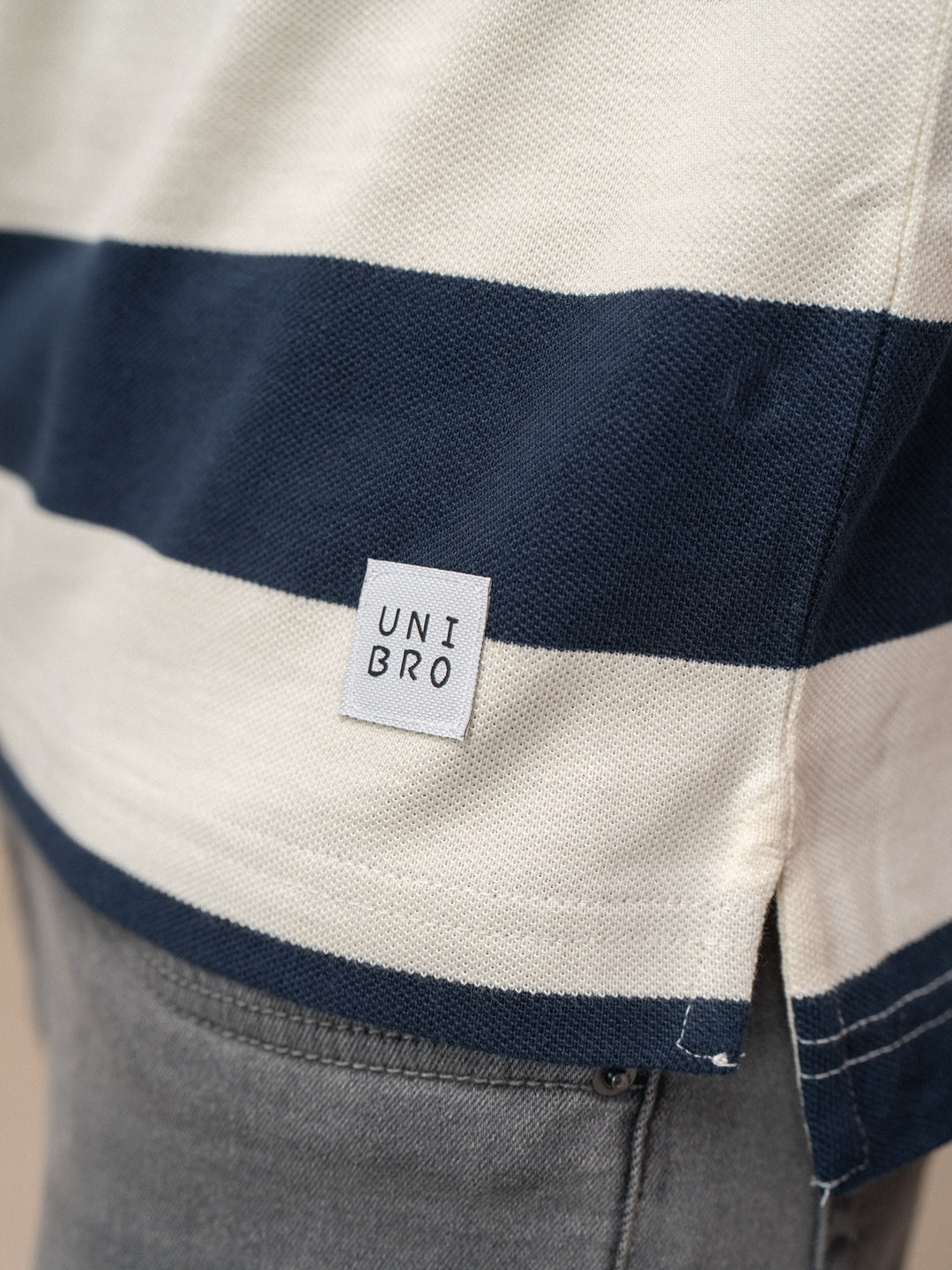 Men Smart Fit Engineered Polo T-Shirt OffWhite with Navy EN22