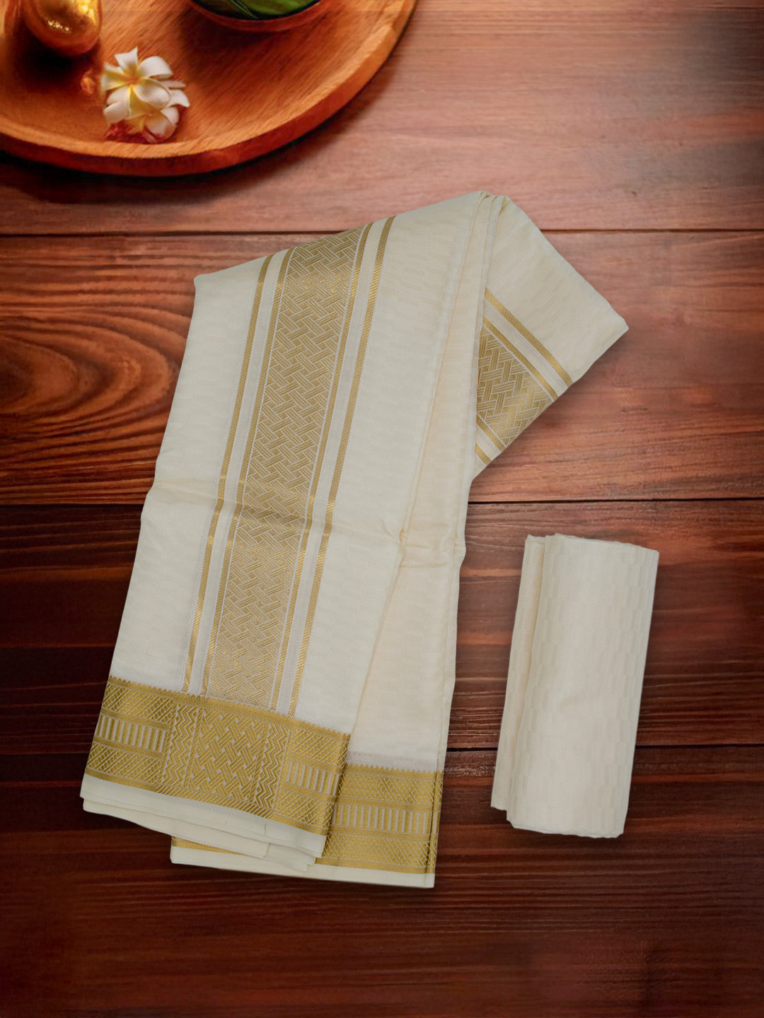 Men Art Silk Dhoti & Shirting Set Sandal Subakalyan (2 in 1) SK04