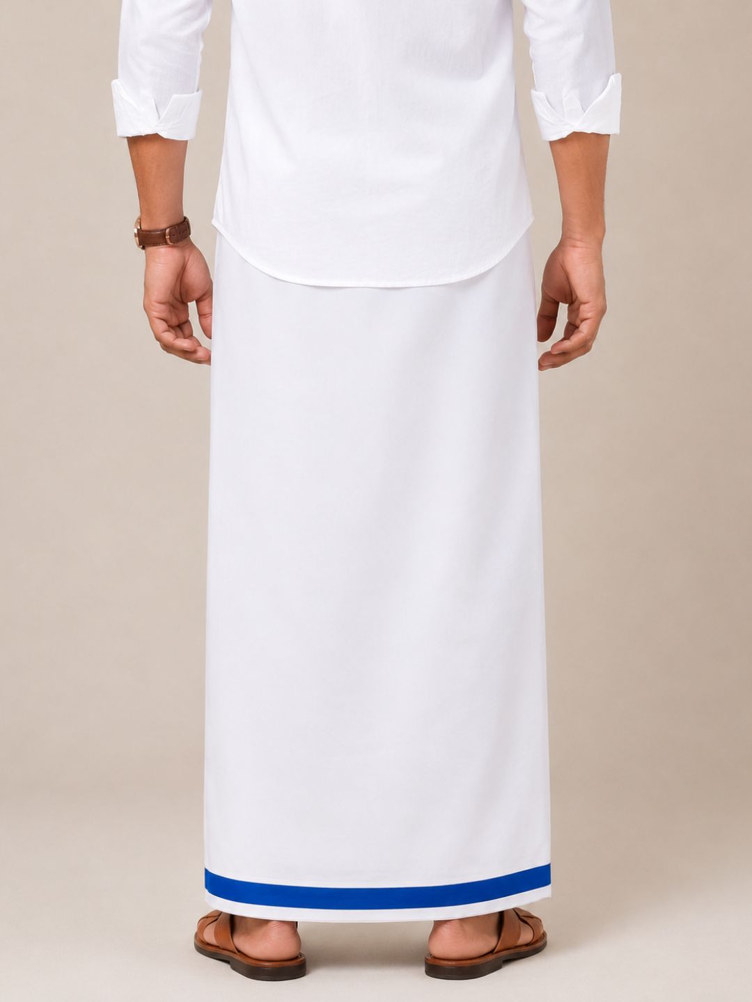 Men 100% Cotton Single Layer Small Border Dhoti Grand Rich GR01
