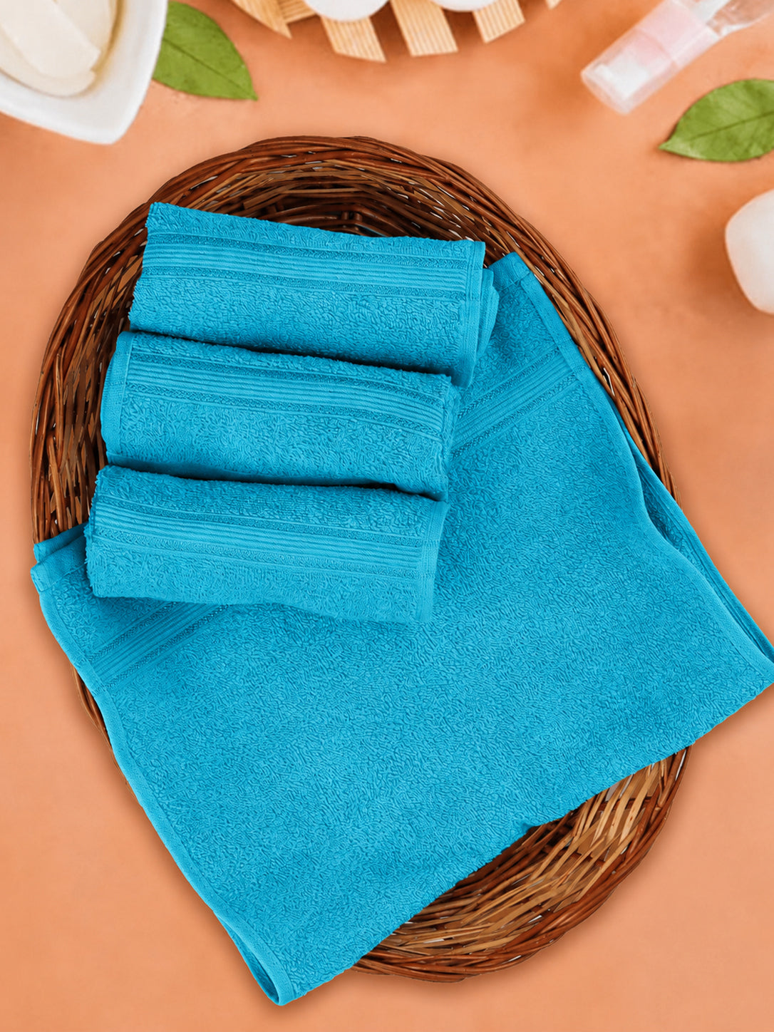 Soft Cotton Deluxe Hand Terry Towel T.Blue HC5 (Pack of 4)
