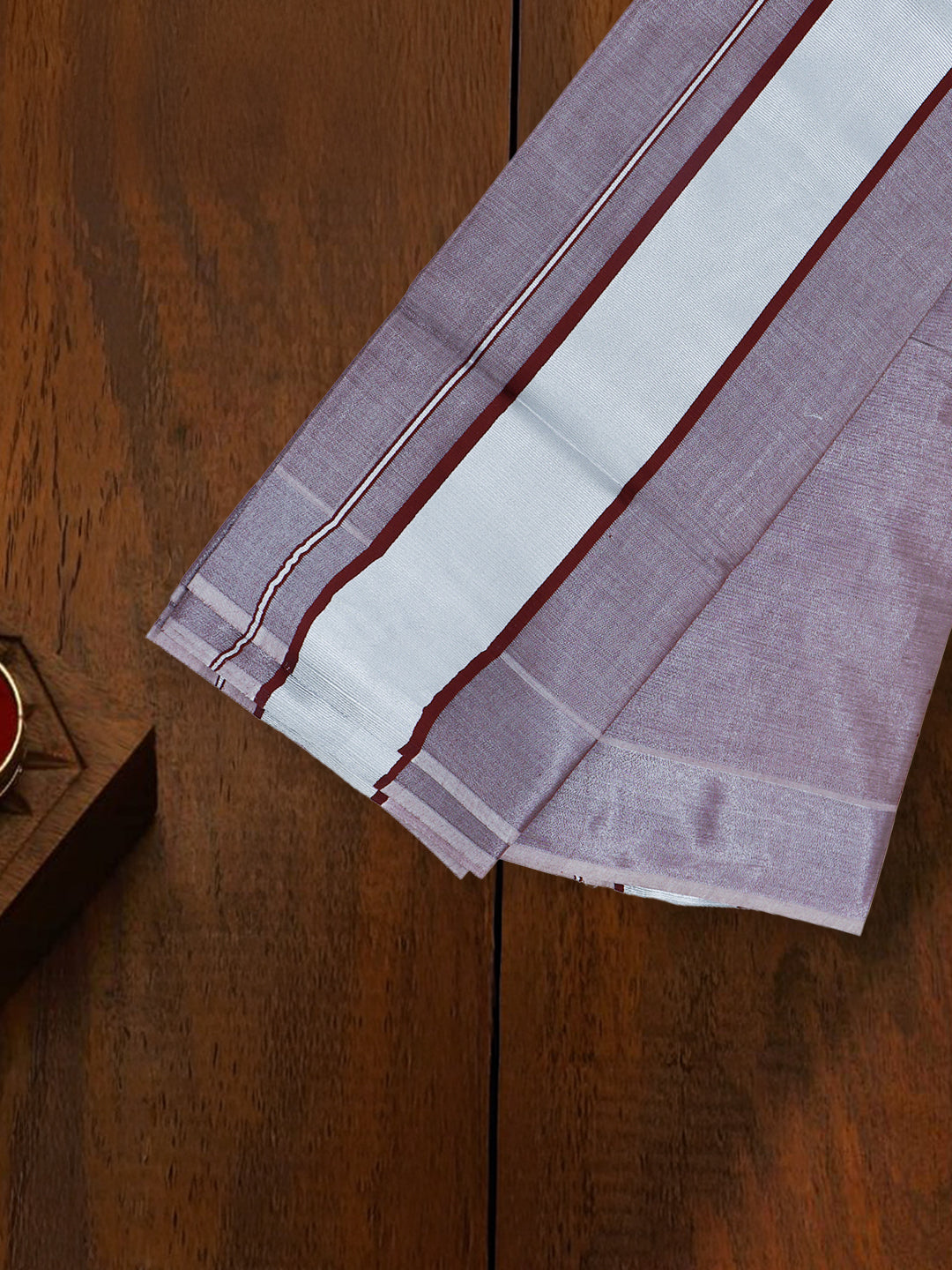 Men Tissue Silver Jari Border Panchakacham with Angavasthram Set (9+5) Gangotri GGC03