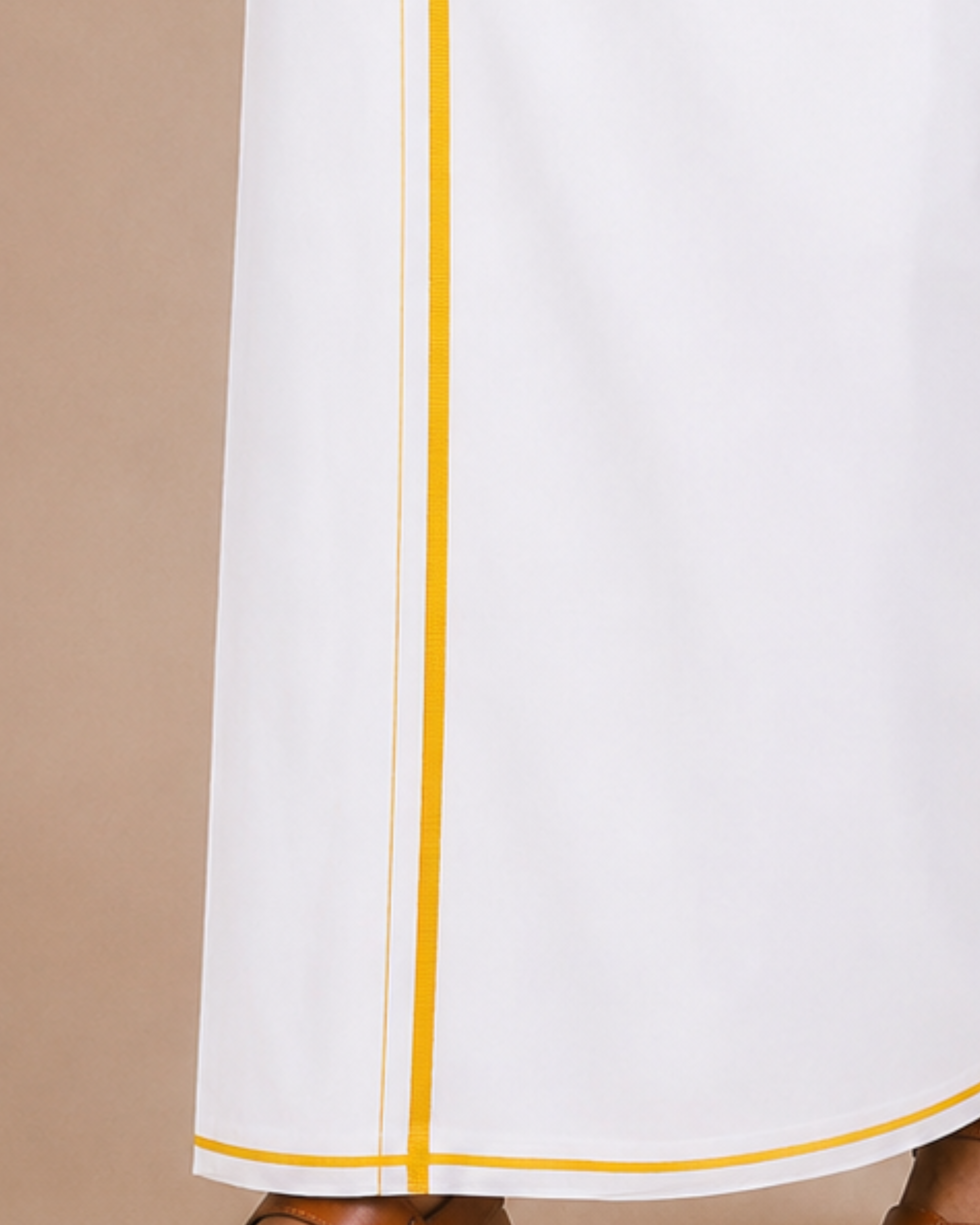 Men 100% Cotton Double Layer White Dhoti with Small Border Real Value RV02