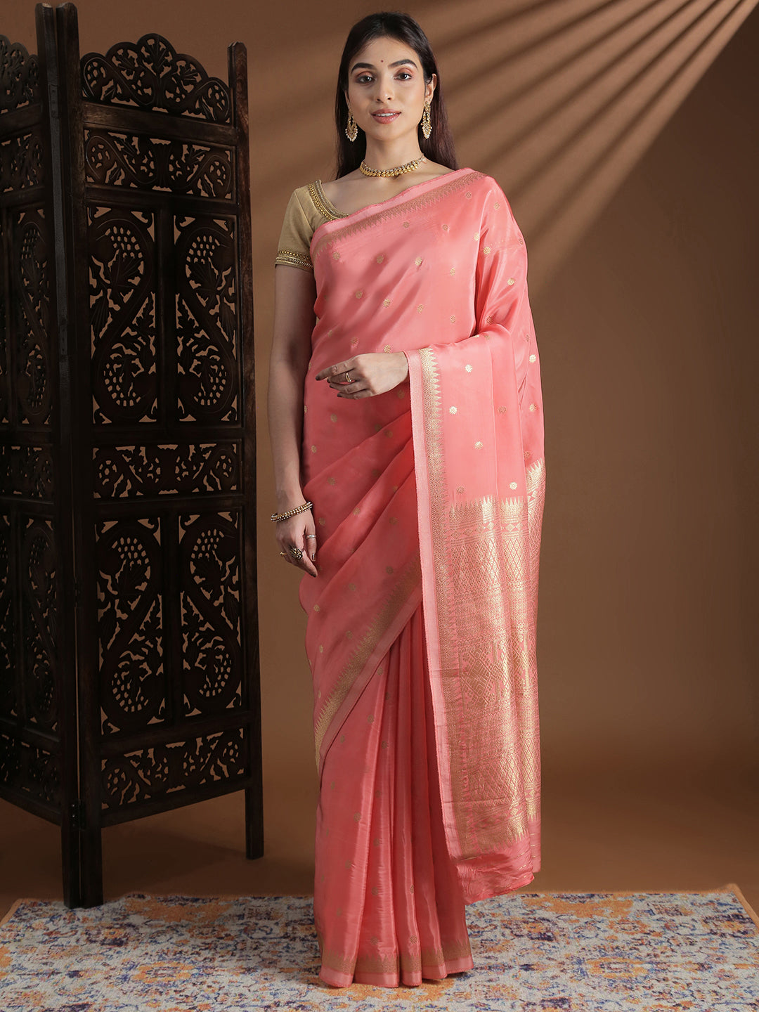 Women Semi Mysore Silk Saree Light Pink SS404