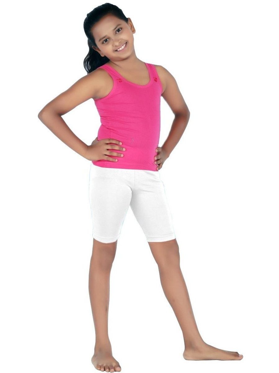 Girls Cotton with Spandex Tights White (2PCs Pack)