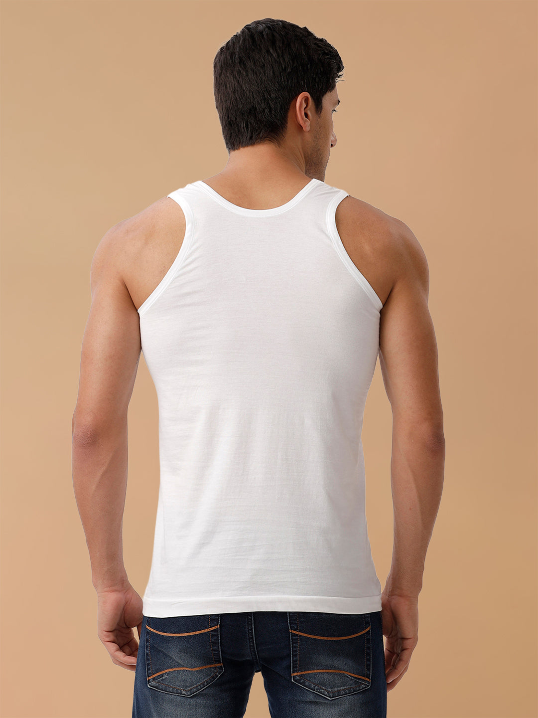 100% Combed Cotton White Vest RN Sukra (Pack of 2)