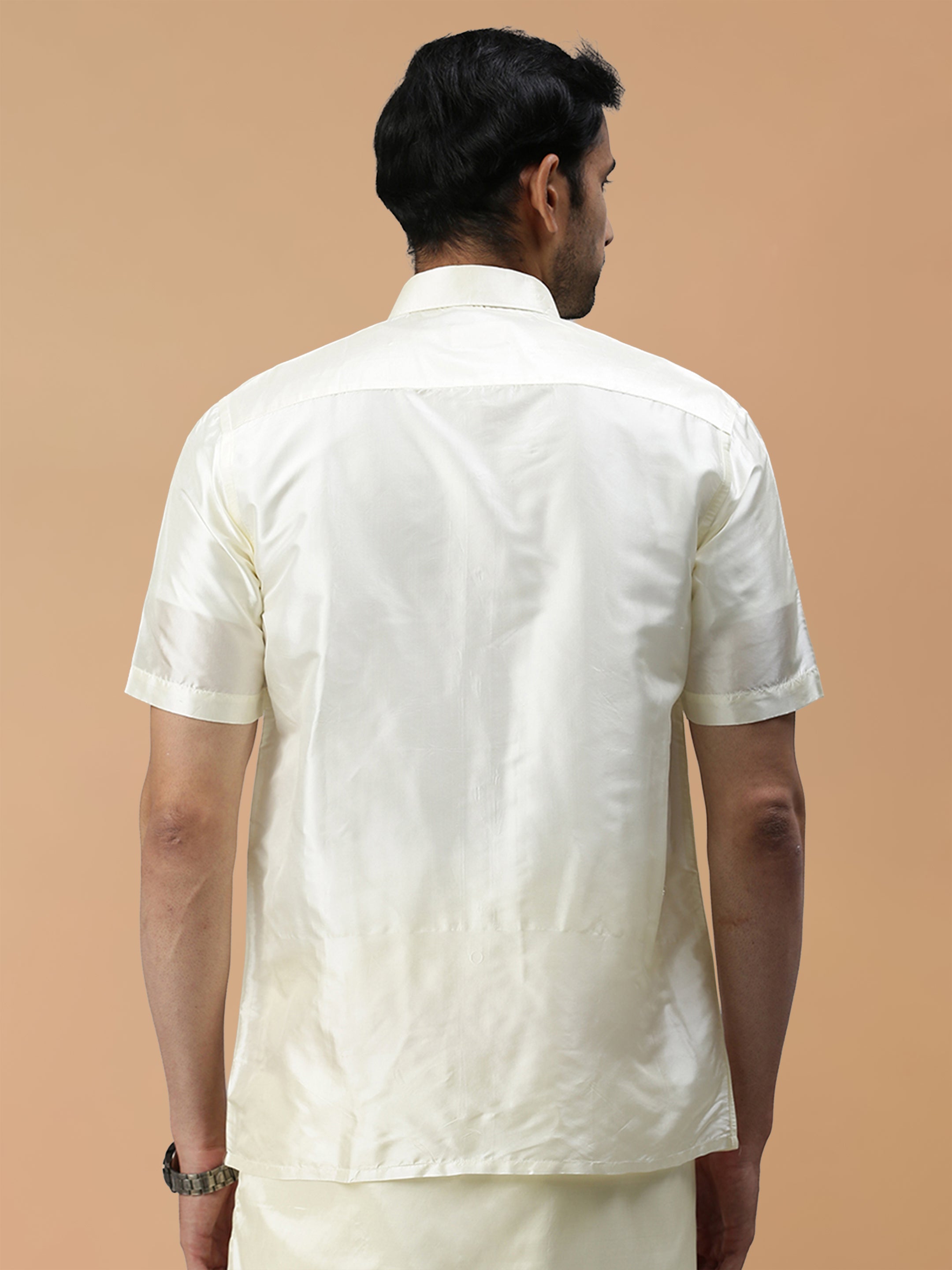 Silk Mixed Cream Regular Fit Shirt