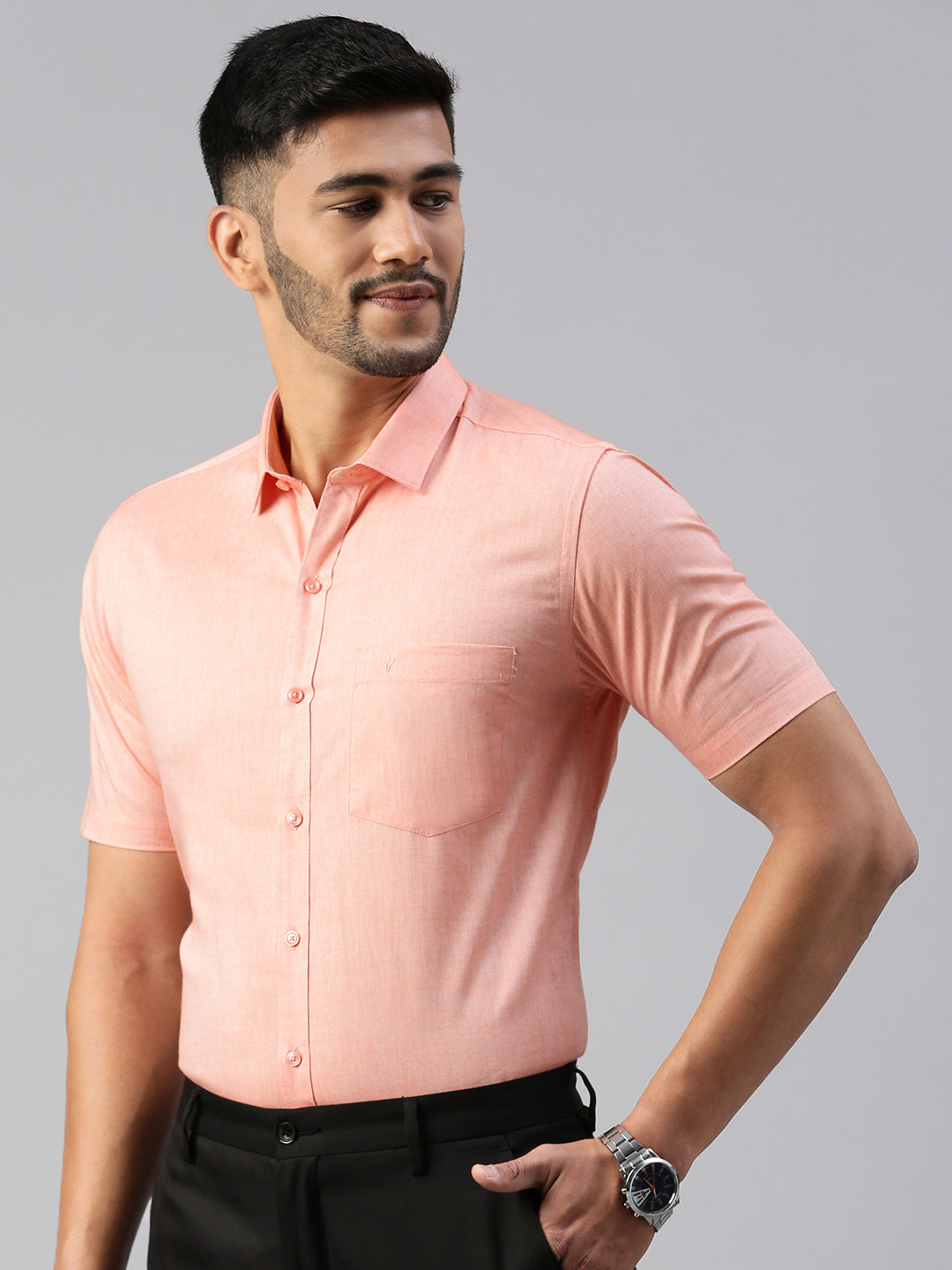 Men 100% Cotton Smart Fit Shirt Orange CL6 GD4