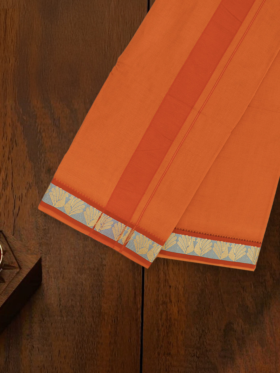 Men 100% Cotton Panchakacham with Angavasthram Set Adinath Dark Kavi (9+5)