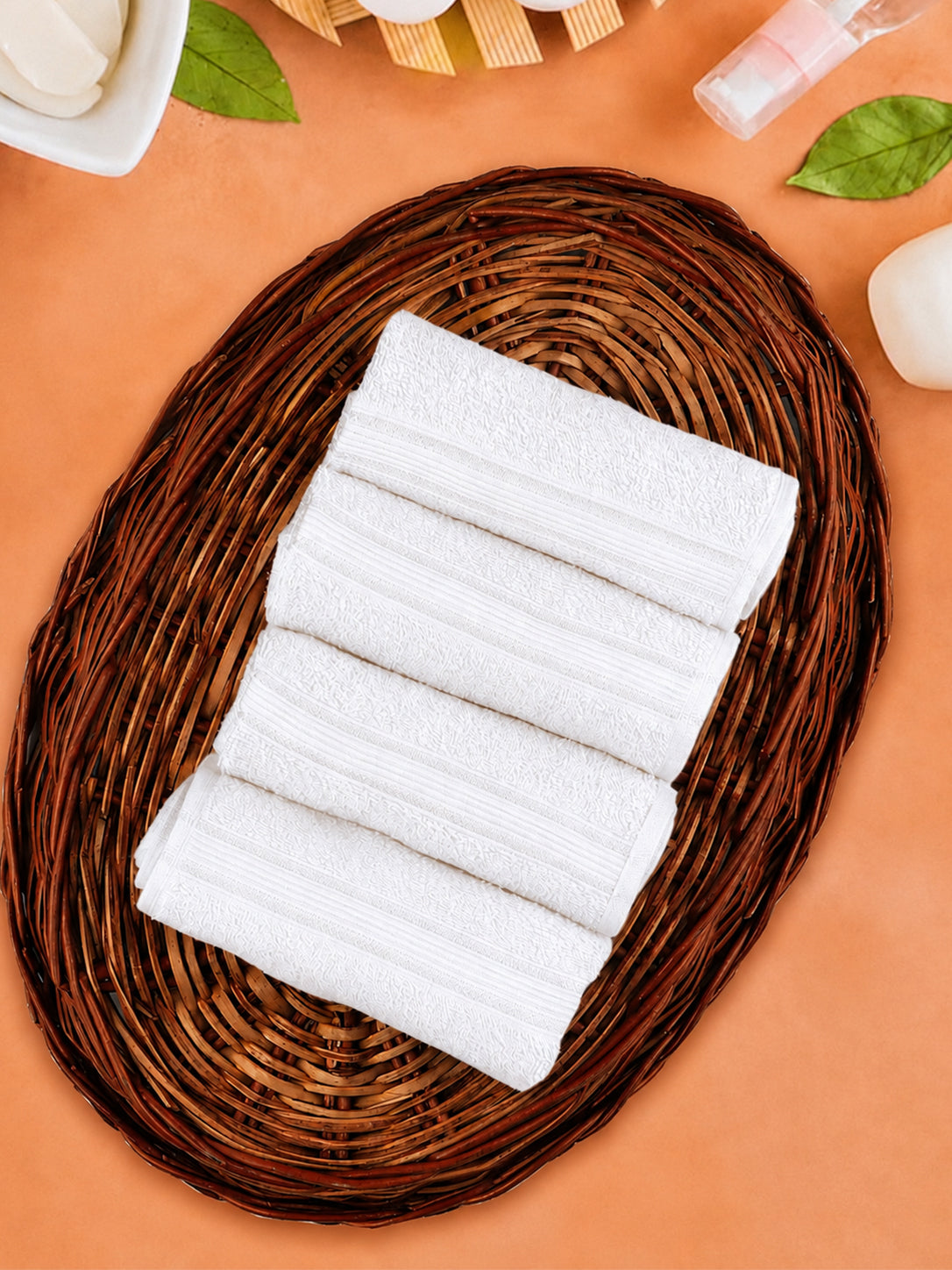 Soft Cotton Deluxe Hand Terry Towel White HW(Pack of 4)