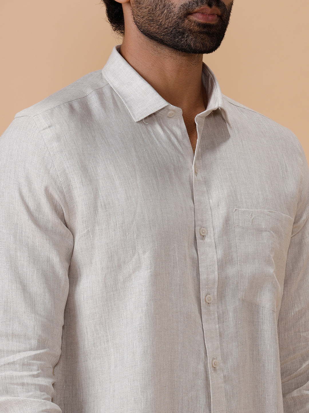 Mens Pure Linen Grey Shirt L10