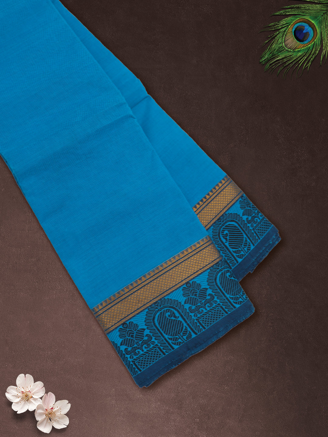 Women Blue Pure Chettinad Cotton Saree PCS235