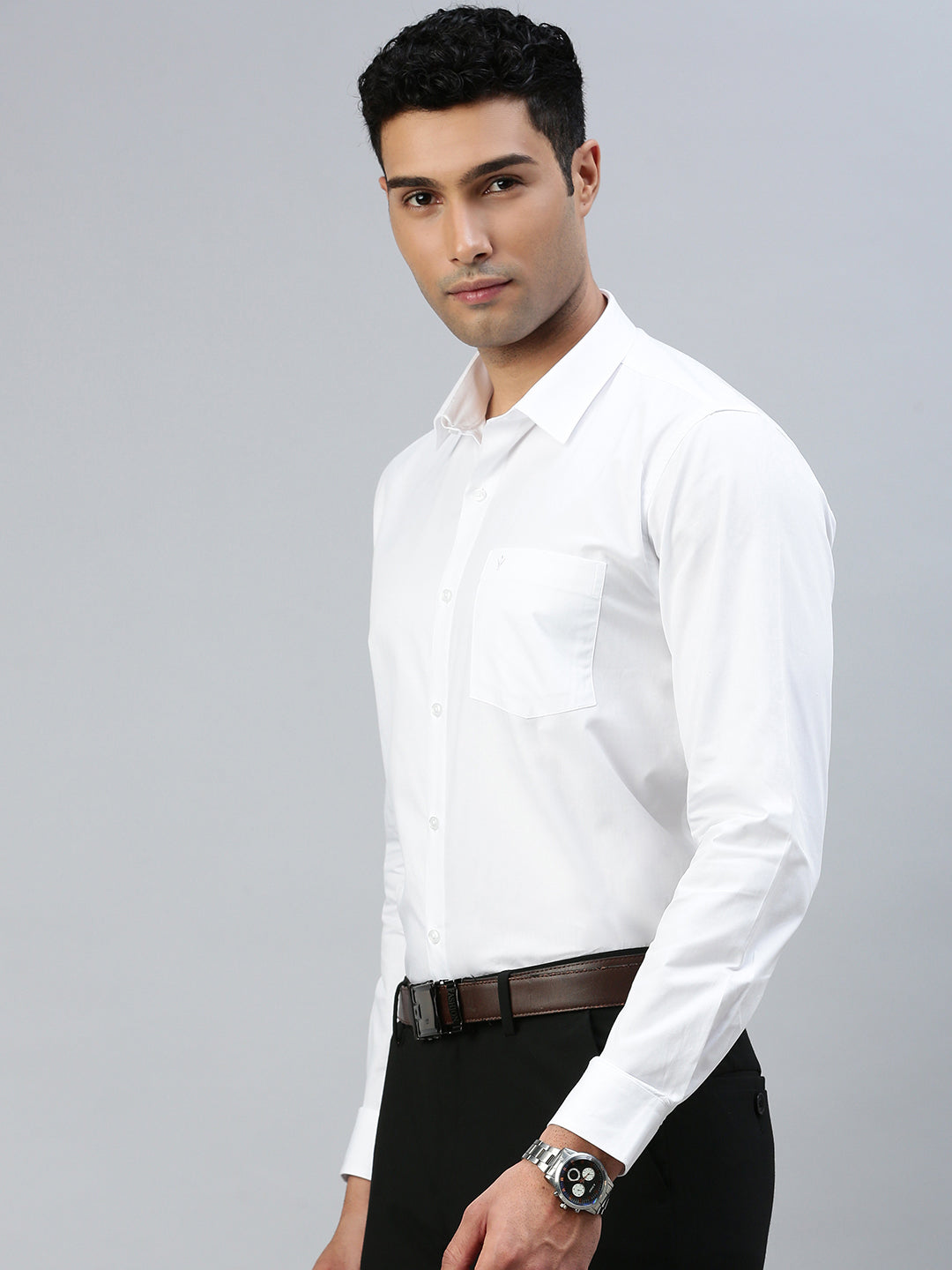 Men 100% Cotton White Shirt Classic Cotton