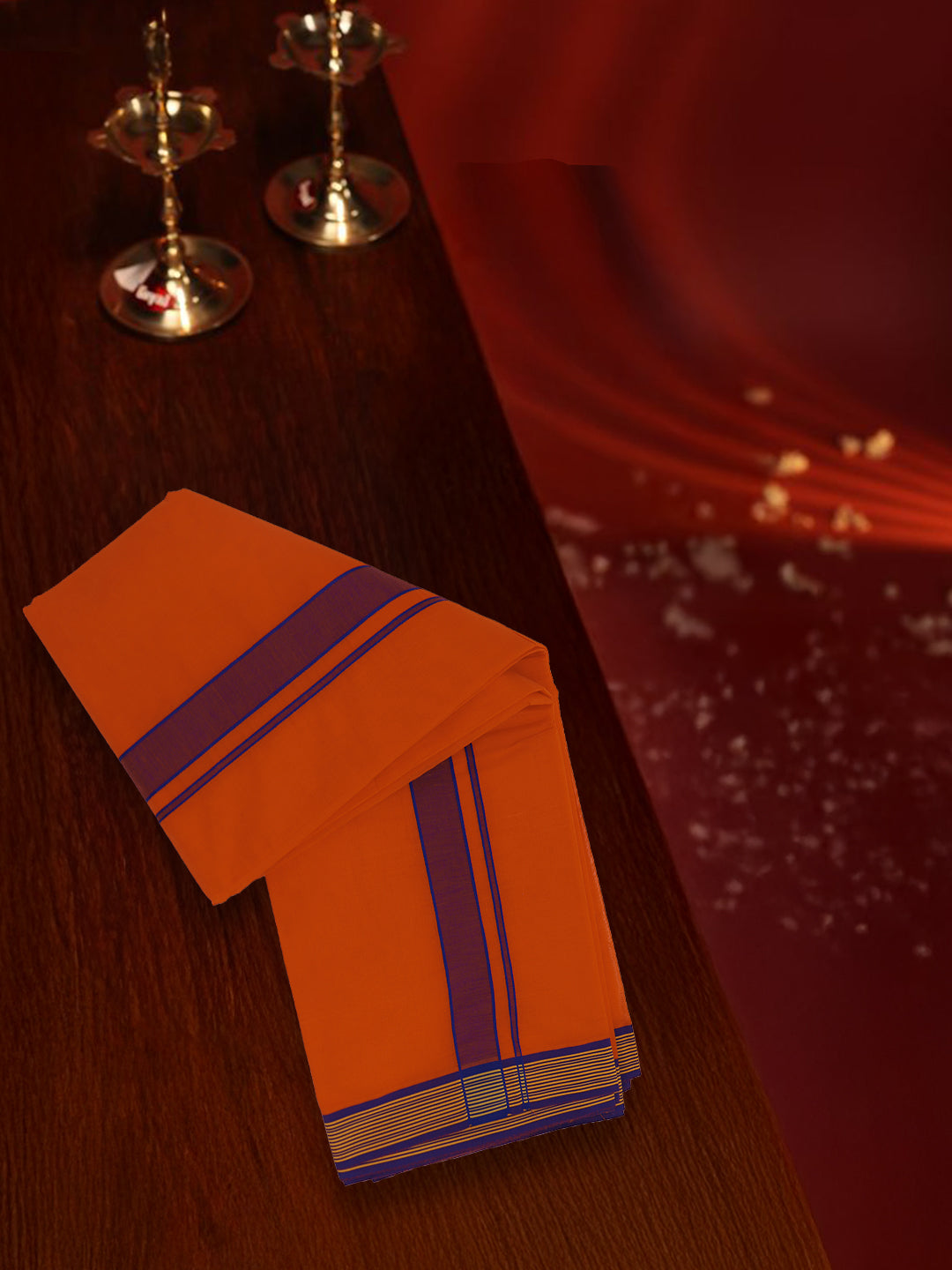 Men Panchakacham with Angavasthram Orange (9+5) Thomala