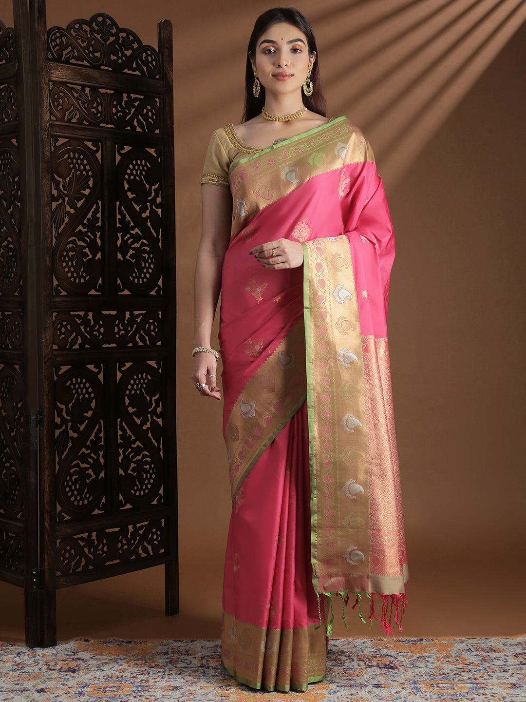 Women Soft Silk Saree Pink SS413