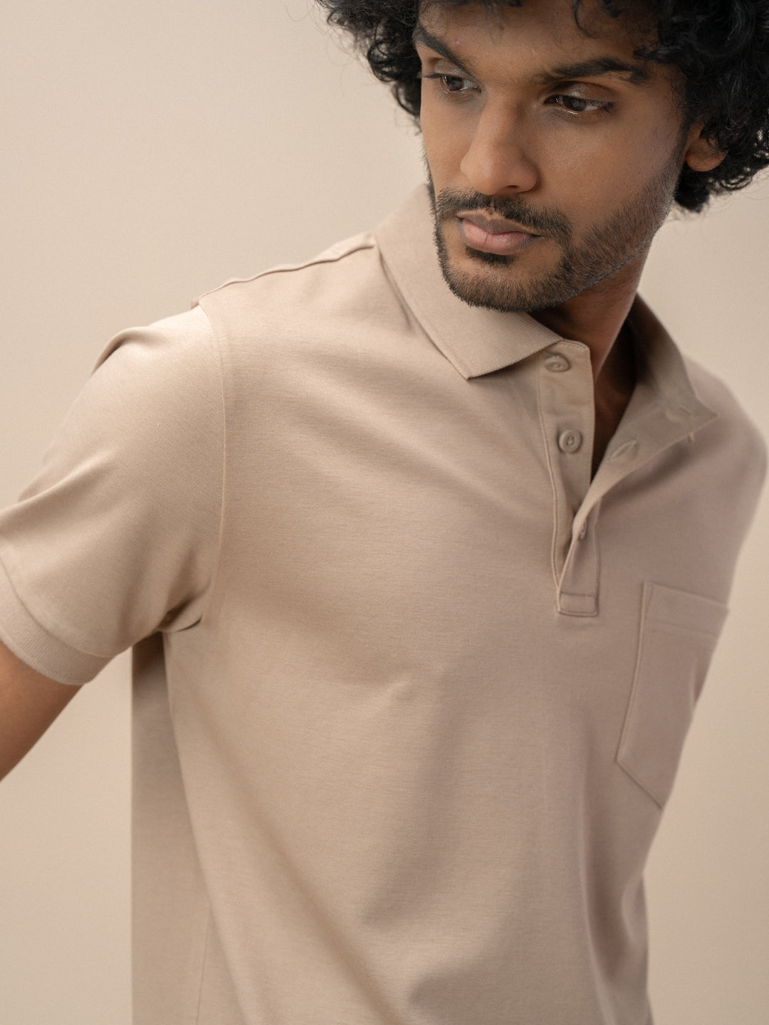Men Extra Long Staple Cotton Smart Fit Apex Polo T-Shirt Desert Beige AX4