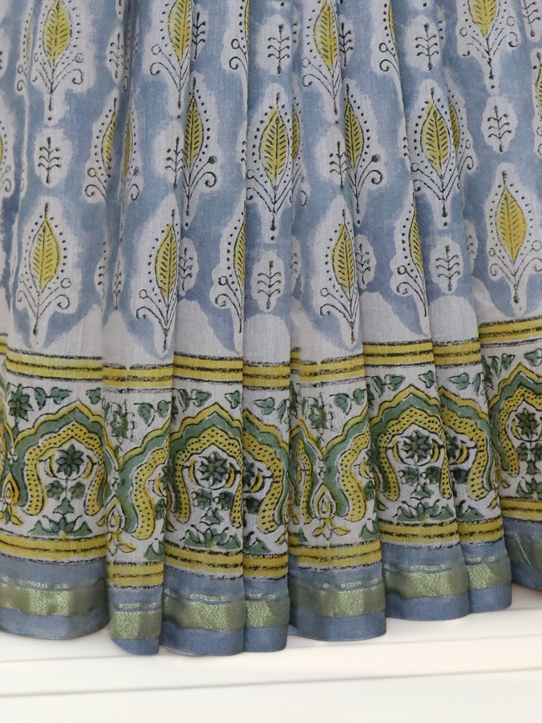 Women Light Blue Pure Chanderi Cotton Printed Saree SC75
