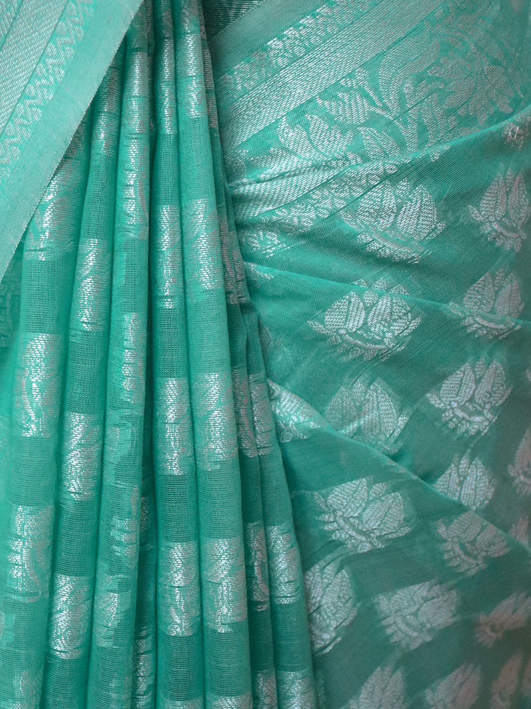 Women Green Cotton Saree PCS244