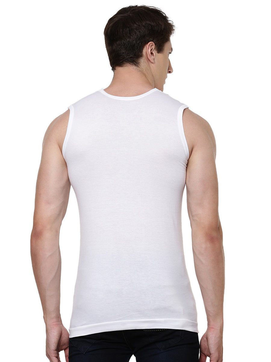 Men 100 % Combed Cotton White Vest RNBS Romex (Pack of 2)