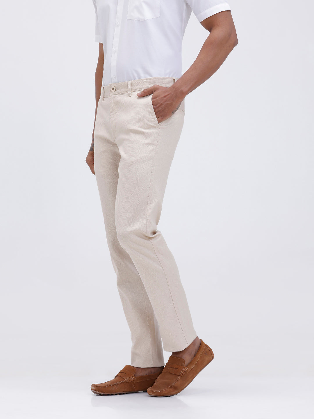 Mens Cotton Rich Shirt and Linen Cotton Beige Trouser Combo TR15501