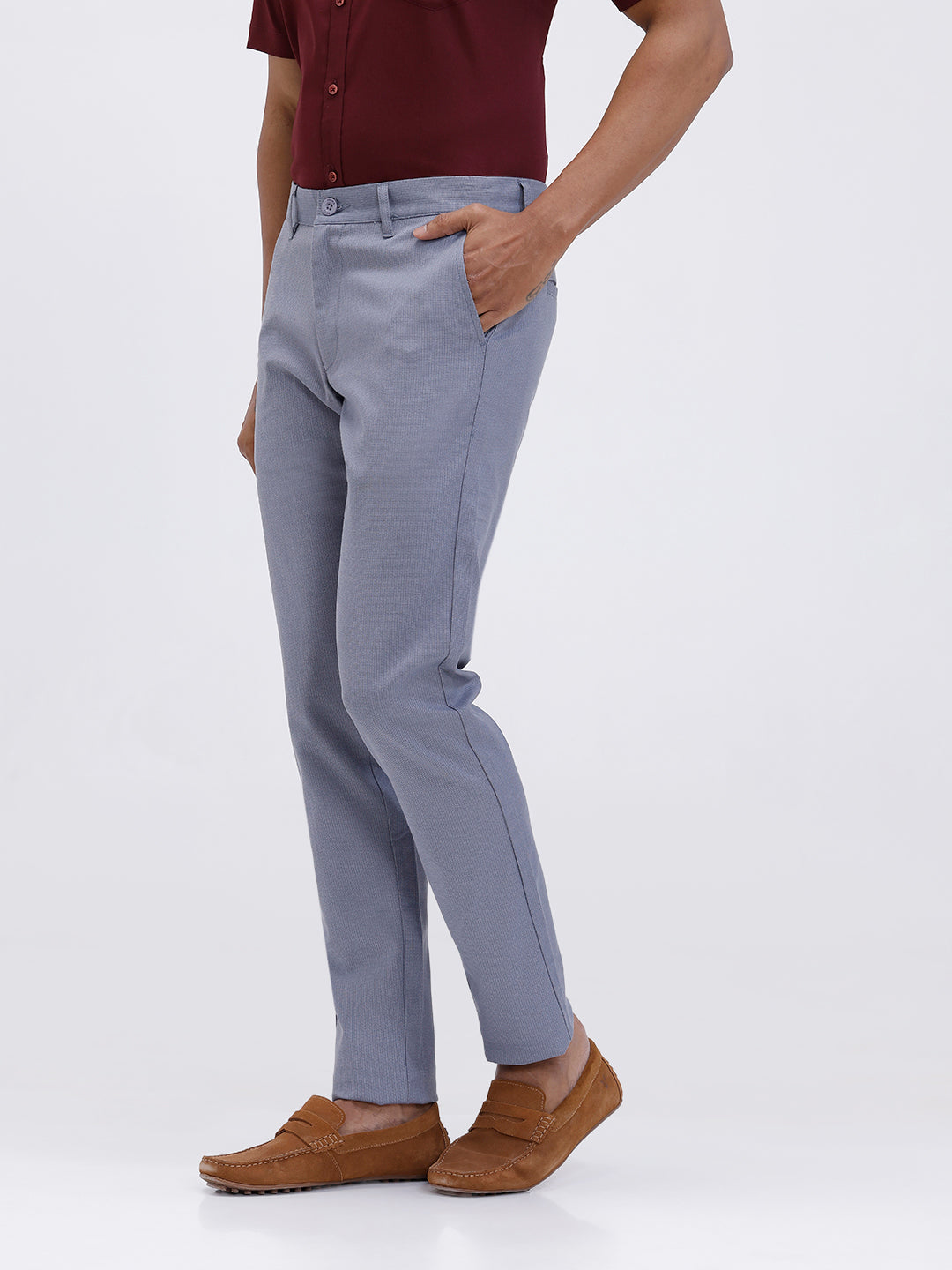 Men’s Smart Fit Cotton Lycra Stretch Pant Blue