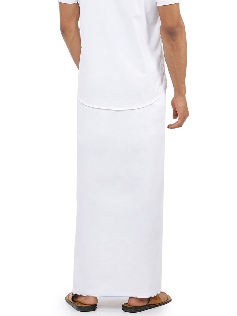 Mens White Dhoti with Small Border Rajaram (2 PCs Combo)-Back view