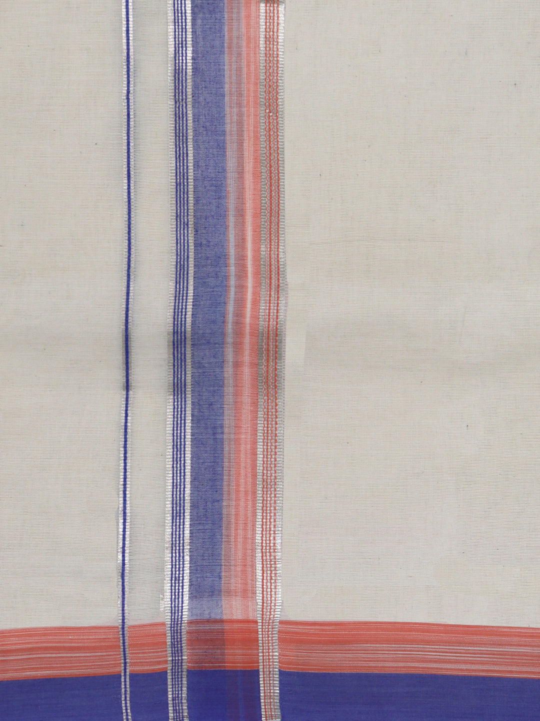 Double Layer Giza Cotton Cream Kora Dhoti with Colour Border - PKJ02